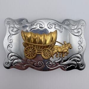 Chambers Silver-Tone Belt Buckle with Gold-Tone Stage Coach